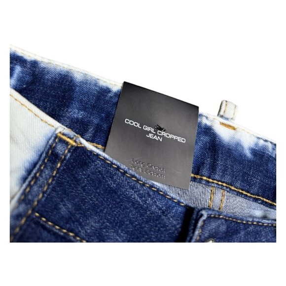 DSQUARED 2 (NWT) Mid Rise Crop Bleach Tie Dye Designer Denim Jeans Size 4 Small - Picture 7 of 7